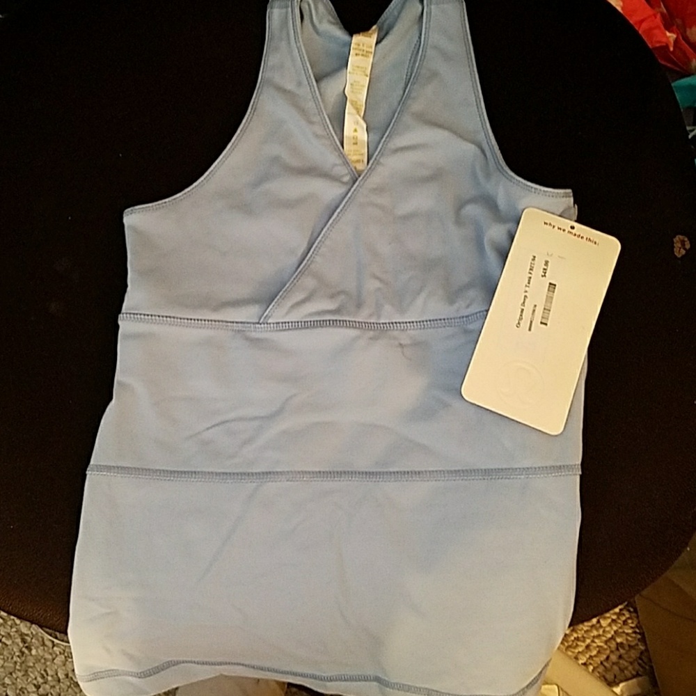 Lululemon origami deep V tank powder blue